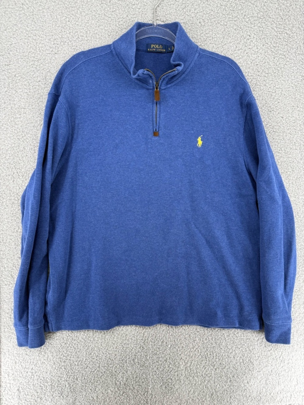 Polo by Ralph Lauren Blue Half-Zip Sweater with Yellow Logo